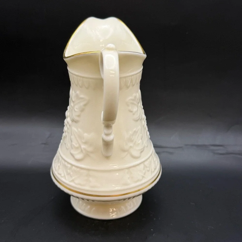 Vtg Lenox 2pc Mixed Lot Ivory Cream 24K Gold Bud Vase Grape Harvest Mini Pitcher